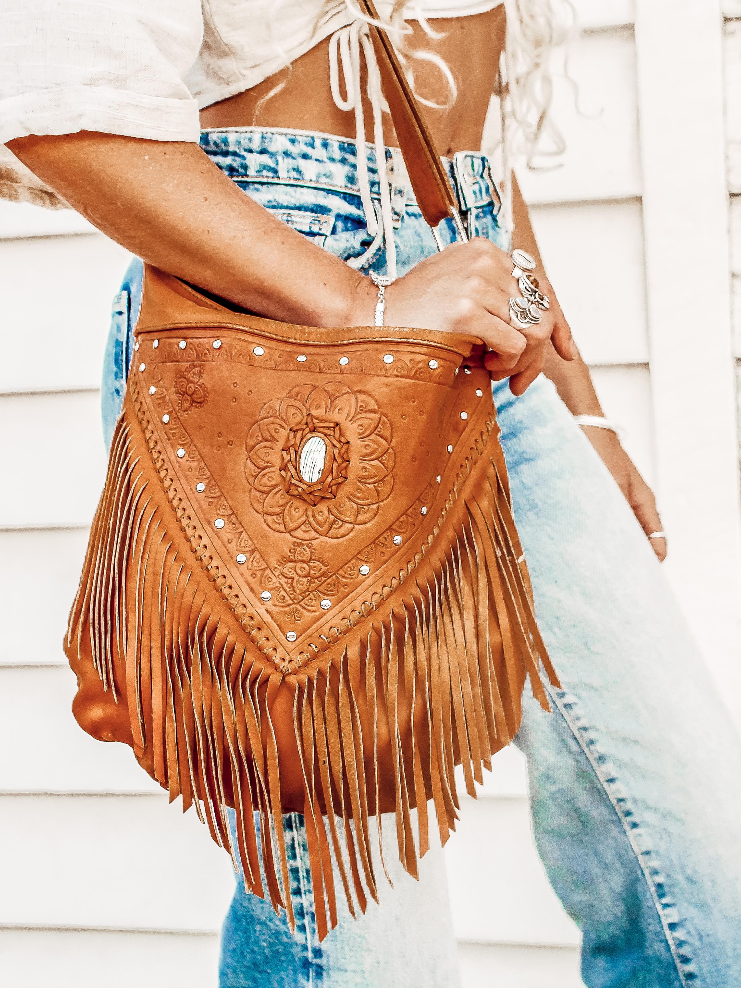 Buy Boho Bag with Brown Fringes | Real Leather | Fringe Purse | Bohemian  Bags | Hobo Tote Handbag at Amazon.in